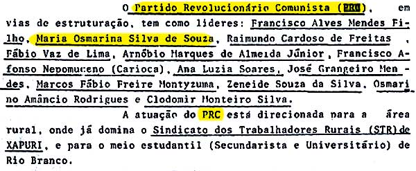 Sni Rastreou Marina Silva E Chico Mendes Em Partido Clandestino