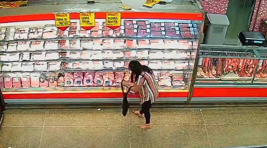 Vídeo mulher é presa após furtar mais de R 5 mil em picanha no DF