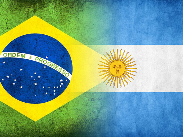 Montagem das bandeiras do Brasil e Argentina