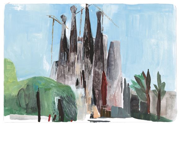 Pintura de Marc Desgrandchamps para Travel Book da Louis Vuitton sobre Barcelona