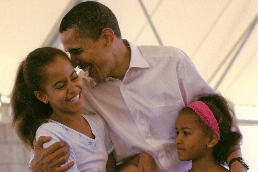 Barack Obama com as filhas