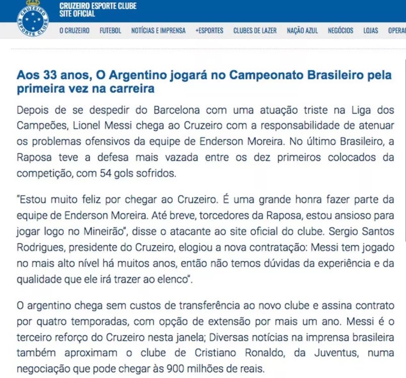 Cruzeiro Messi