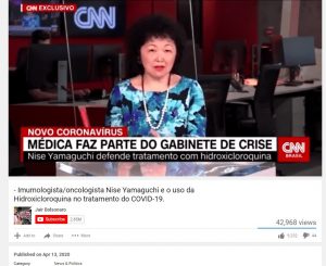 Reportagem feita por Nise Yamaguchi à CNN em defesa da cloroquina