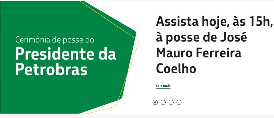 Cartaz divulga cerimônia de posse de José Mauro Ferreira Coelho à presidência da Petrobras