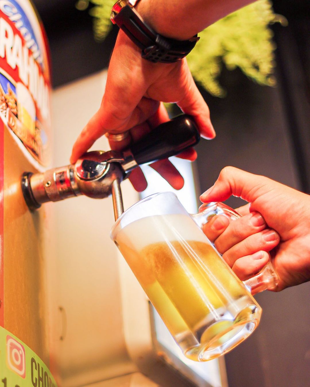 Na foto, uma pessoa colocando cerveja em uma caneca de chope - Metrópoles