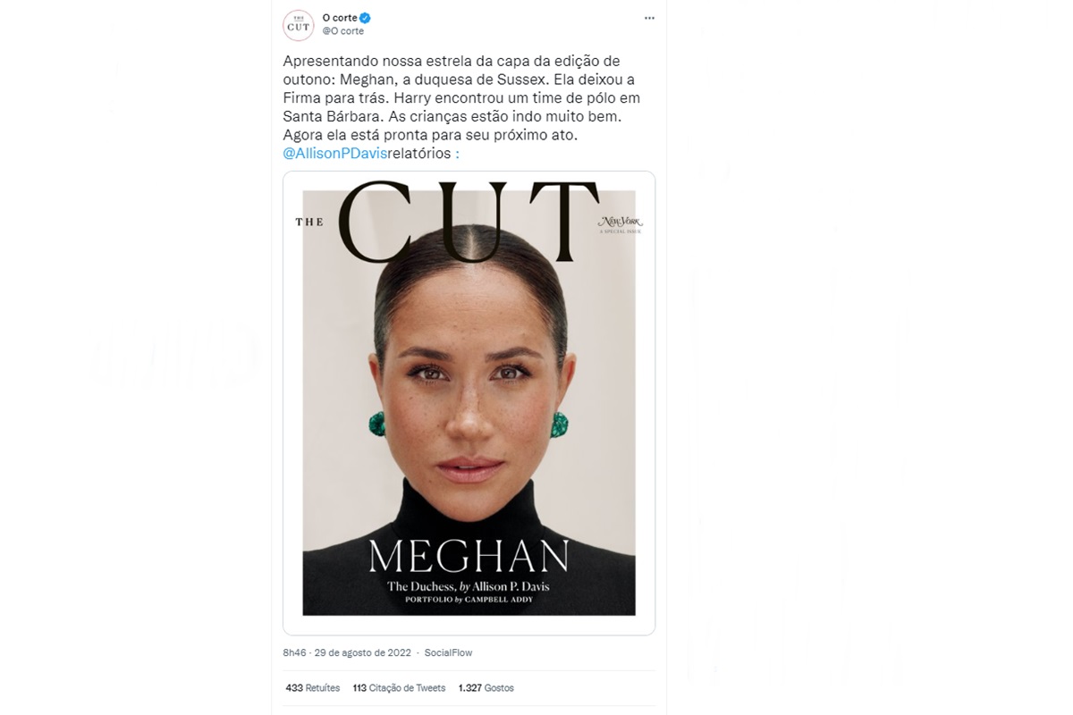 Print de um tuíte com a foto de uma mulher negra na capa de uma revista - Metrópoles