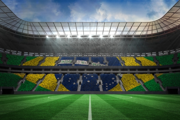 Ilustração de arquibancada em dia de jogo do Brasil na Copa do Mundo - Metrópoles