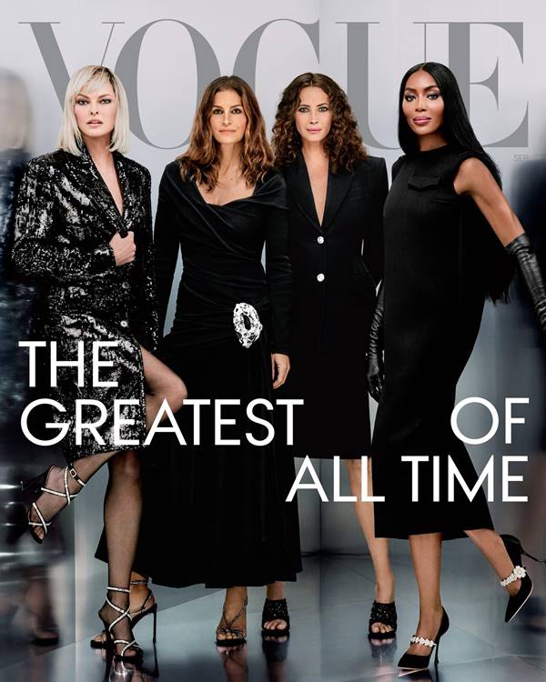 Naomi Campbell, Cindy Crawford, Linda Evangelista e Christy Turlington na capa da Vogue - Metrópoles