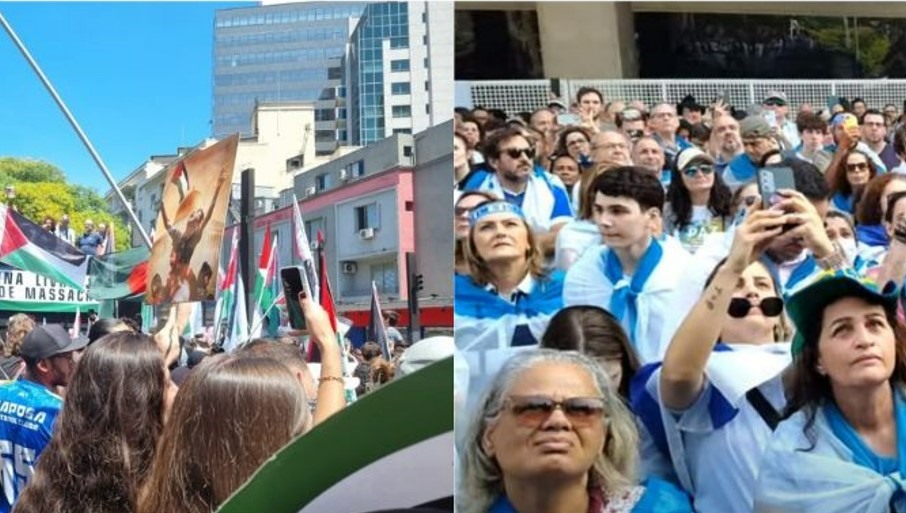 Avenida Paulista recebe manifestações próPalestina e próIsrael