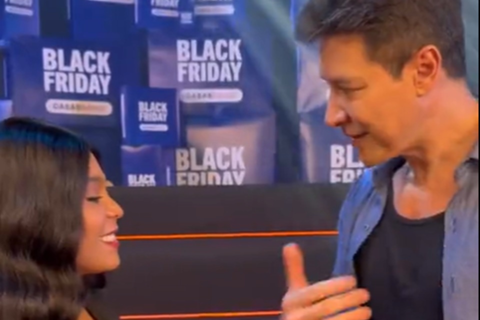 Print de um vídeo colorido de Rodrigo Faro e Blogueirinha - Metrópoles