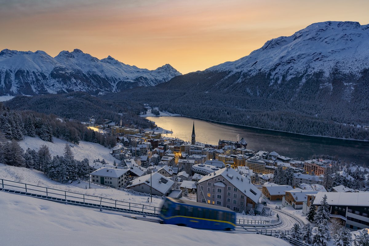 São Moritz, Suiça; vilarejo nas montanhas
