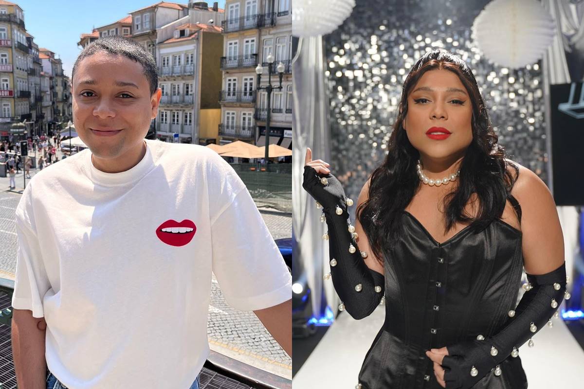 montagem com foto de homem de camiseta branca e foto da personagem blogueirinha - metrópoles