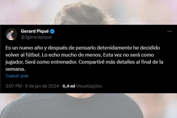 Imagem colorida do Tweet de Piqué - Metrópoles