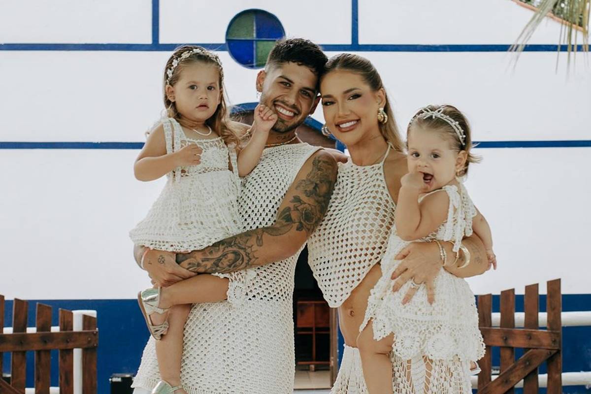 Virginia Fonseca, Zé Felipe, Maria Alice e Maria Flor em foto de família - Metrópoles