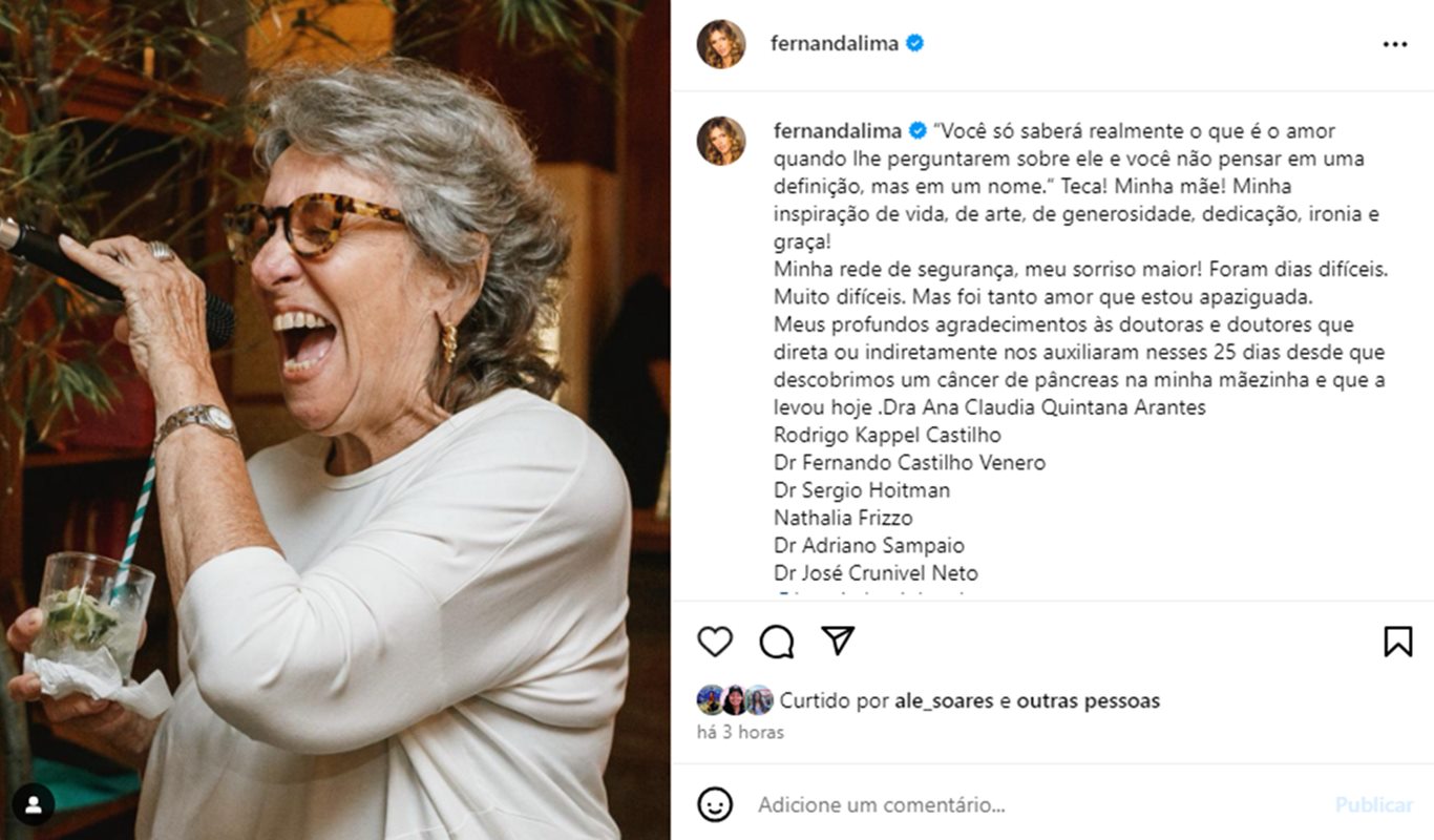 Homenagem de Fernanda Lima à mãe, que faleceu de câncer - Metrópoles
