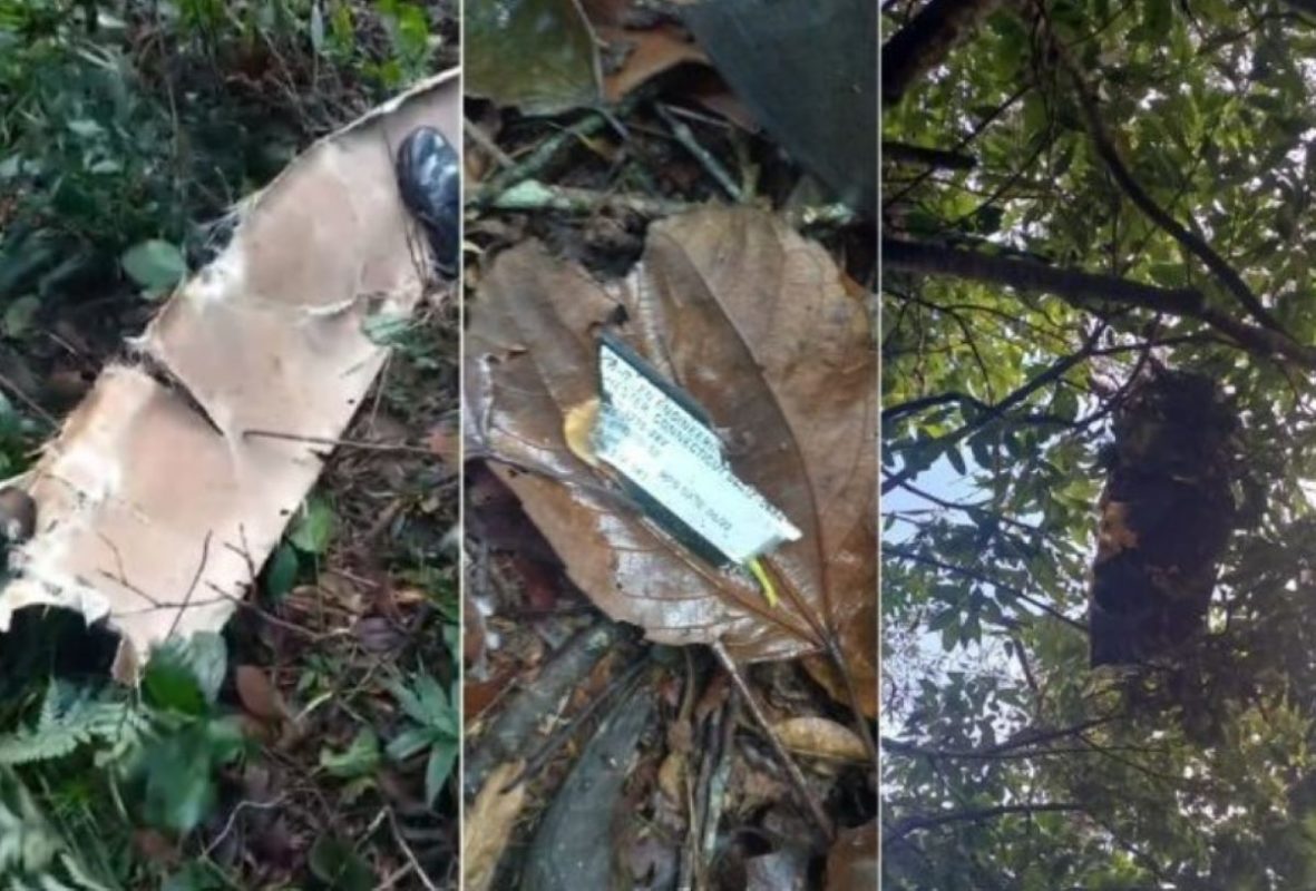 foto colorida de destroços de aeronave encontrados em mata da Serra do Japi (SP) - Metrópoles