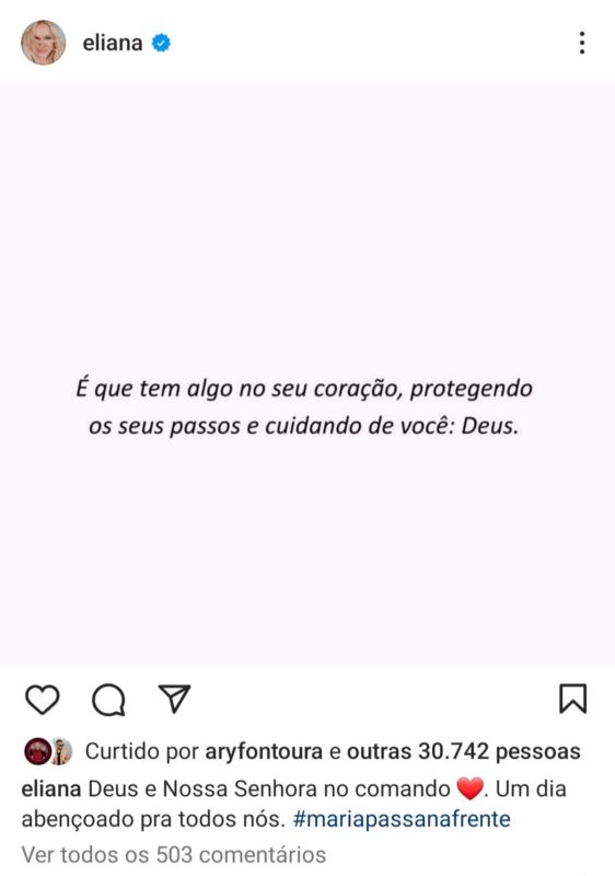 Print religioso de Eliana após anunciar saída do SBT - Mettrópoles