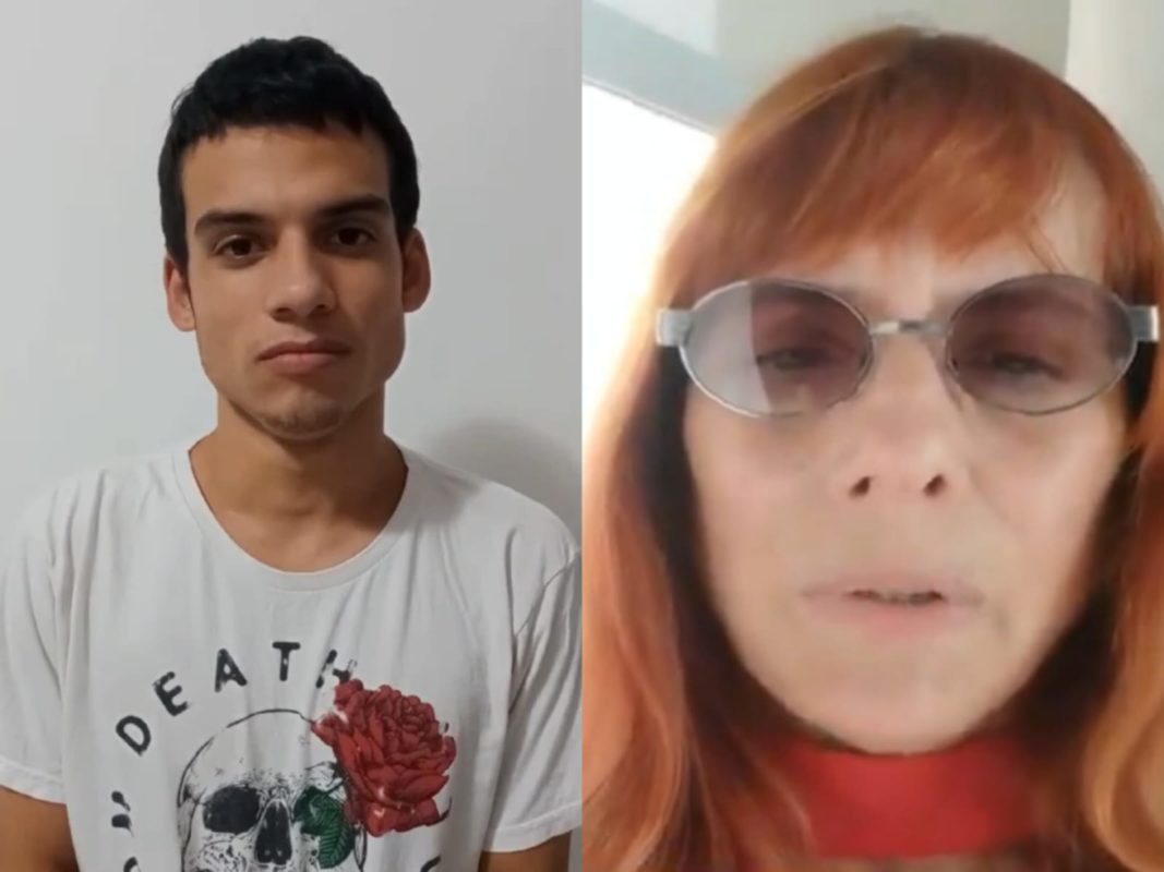 Colagem de fotos; à esquerda, um rapaz moreno com camiseta branca; à direita, uma mulher ruiva e óculos escuros - Metrópoles