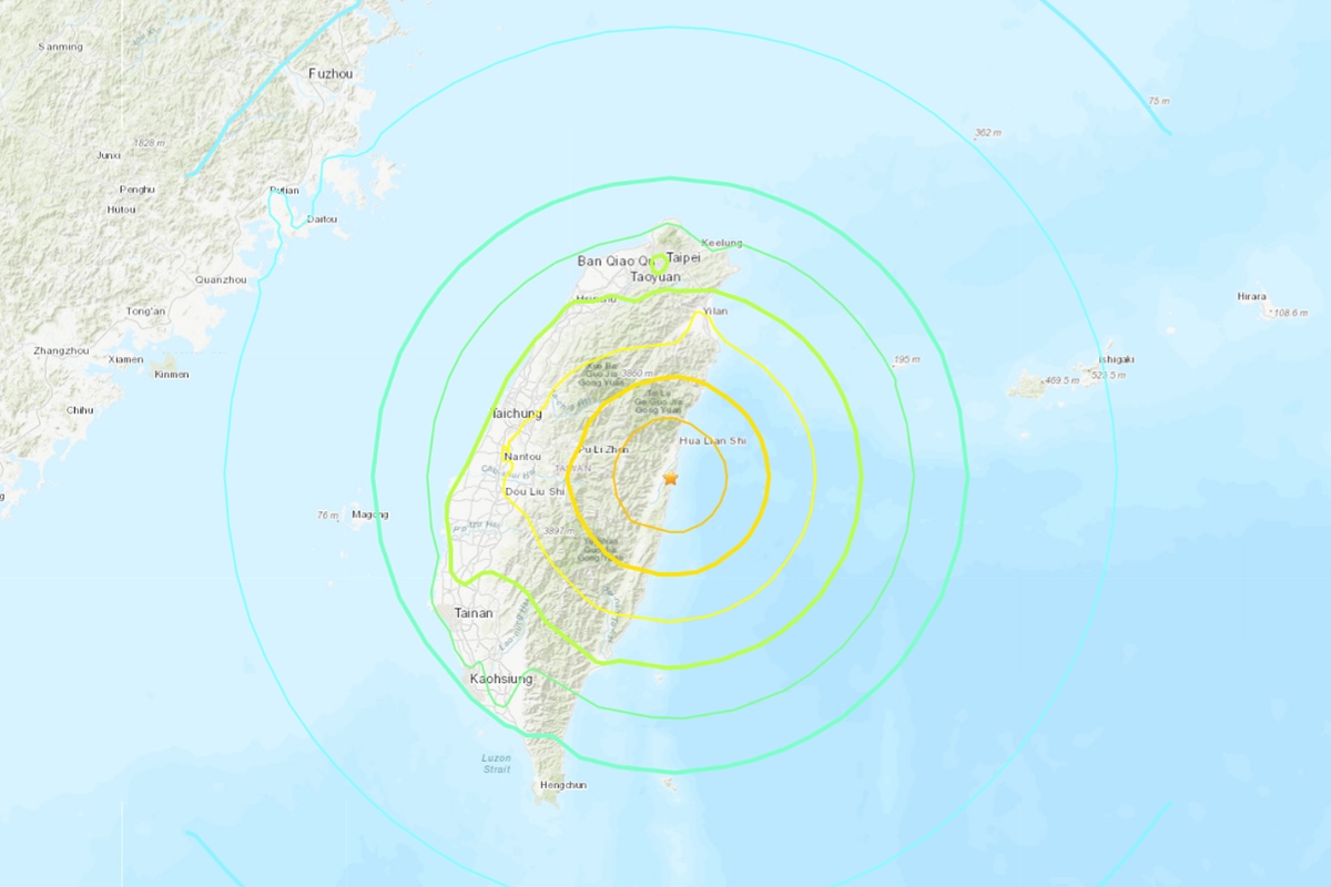 Imagem colorida mostra área atingida por terremoto em taiwan - metrópoles
