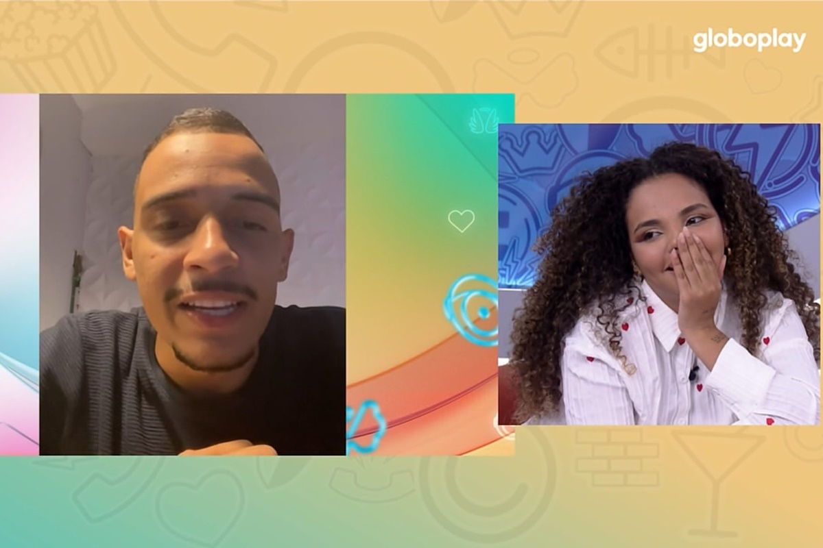 Giovanna Pitel e o namorado, Weslley Toledo, clicados durante o recado do amado depois da eliminação do BBB24 - Metrópoles
