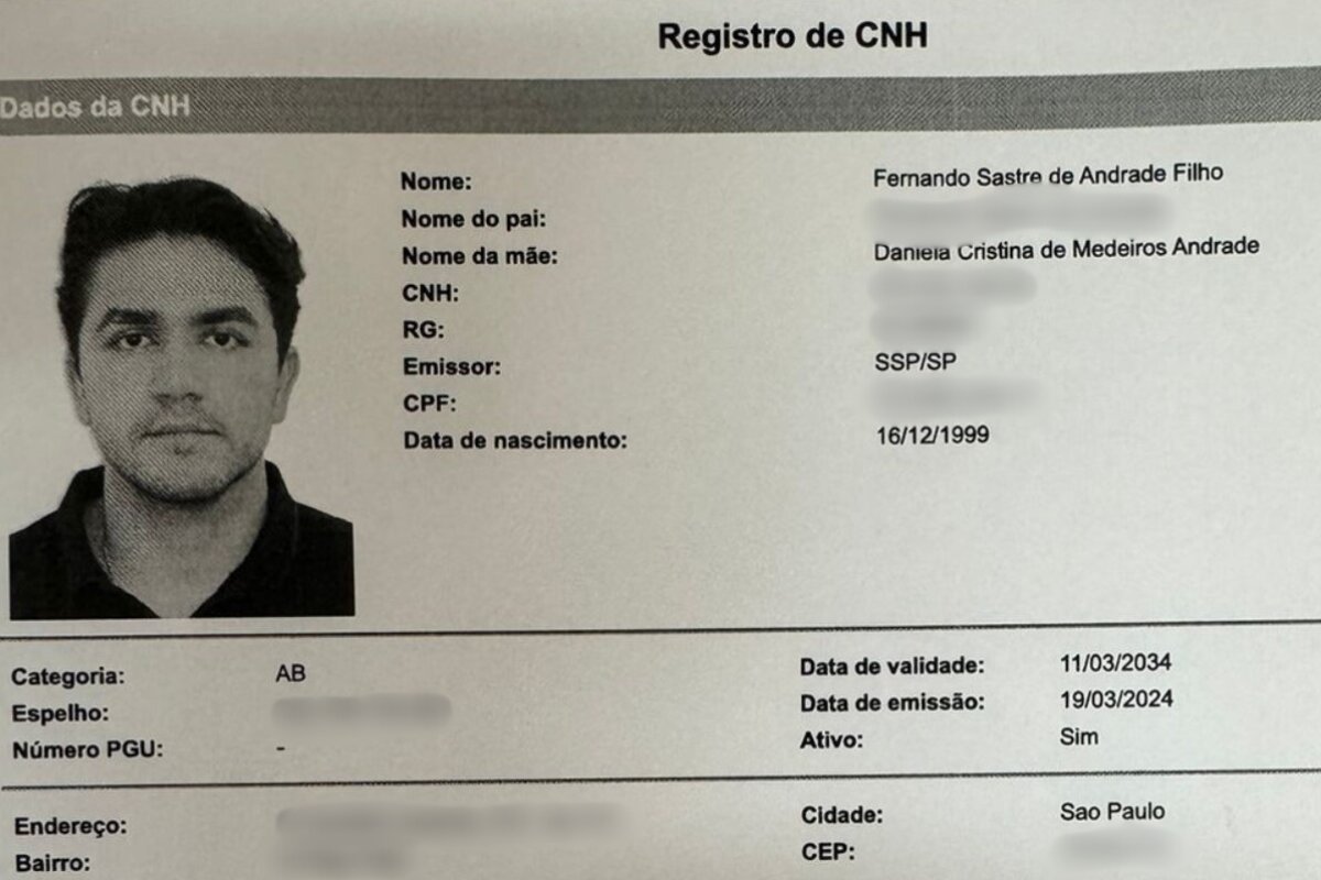 Reprodução preto e branco de perfil de homem, com foto, no Detran - Metrópoles