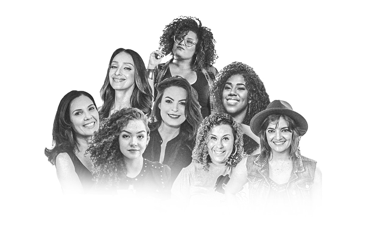 Foto das cantoras do projeto Elas Cantam, em preto e branco - Metrópoles