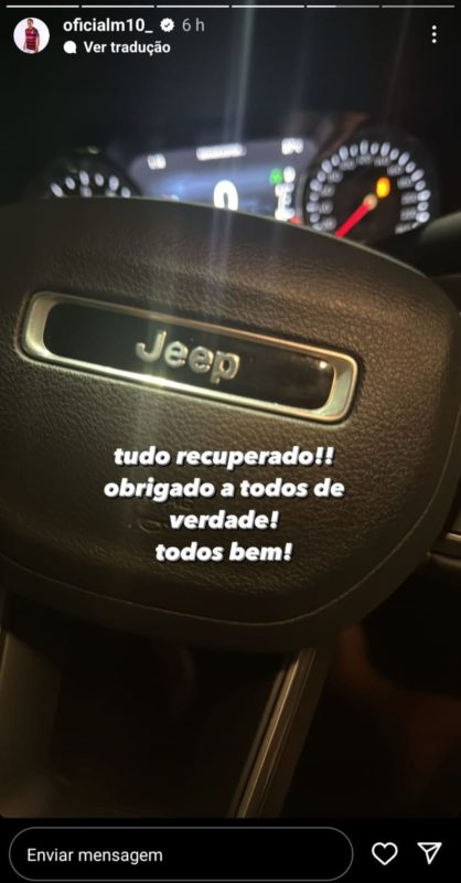 Print de Matheus Gonçalves, do Flamengo, sobre o assalto - Metrópoles