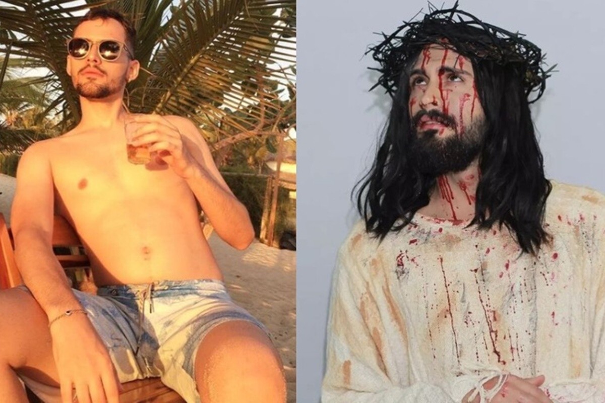 Ator Caio Antures como Jesus e sem caracterização - Metrópoles