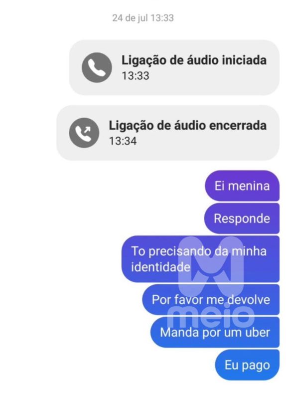 Print da conversa entre o ator Caio Antures e a ex - Metrópoles