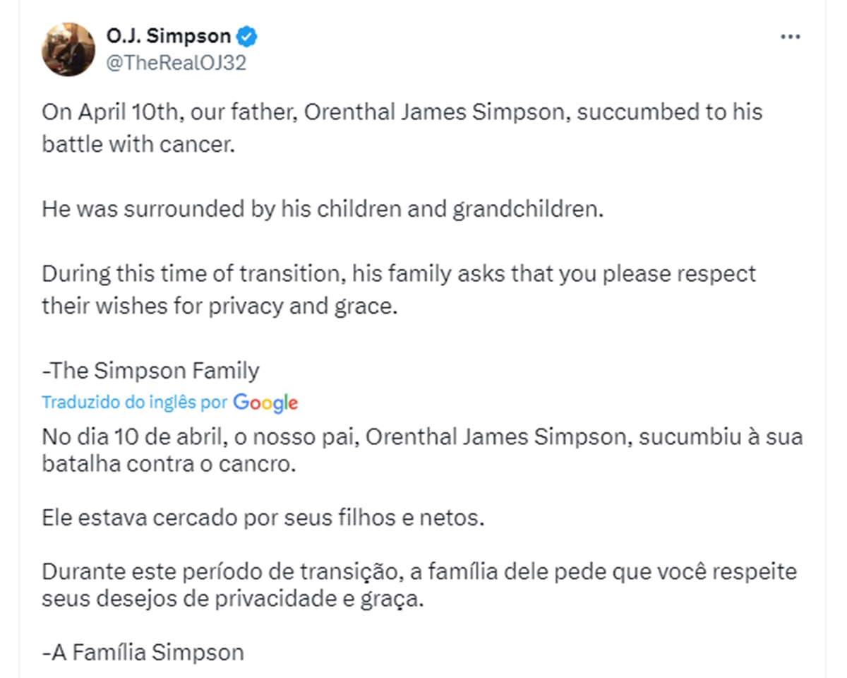 Post sobre O.J. Simpson