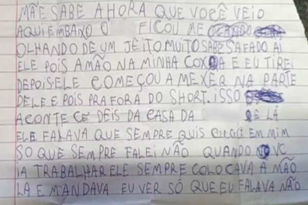 Menina de 9 anos denúncia abusos de padastro por meio de carta/Metrópoles