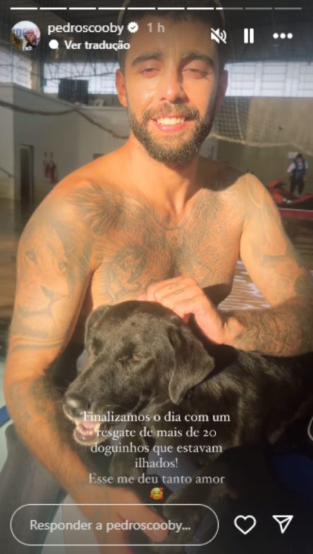 Pedro Scooby resgata cachorros no Rio Grande do Sul