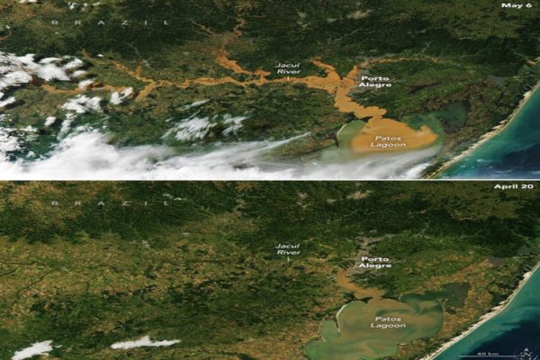 Antes e depois das enchentes na Lagoa dos Patos e rios gaúchos/Metropoles
